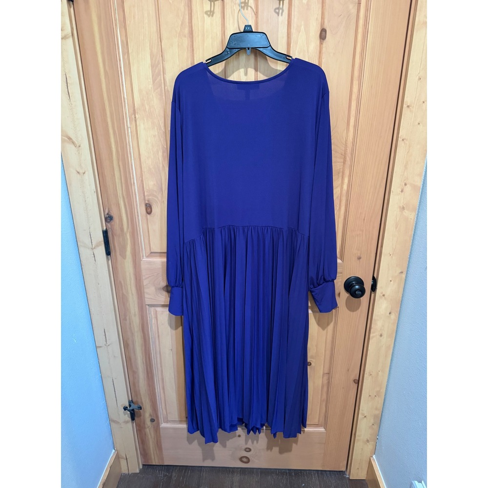 Eloquii Purple Twist Front Pleated Midi Dress Long‎ Sleeve V-Neck Plus Sz 26 NEW - Picture 7 of 8